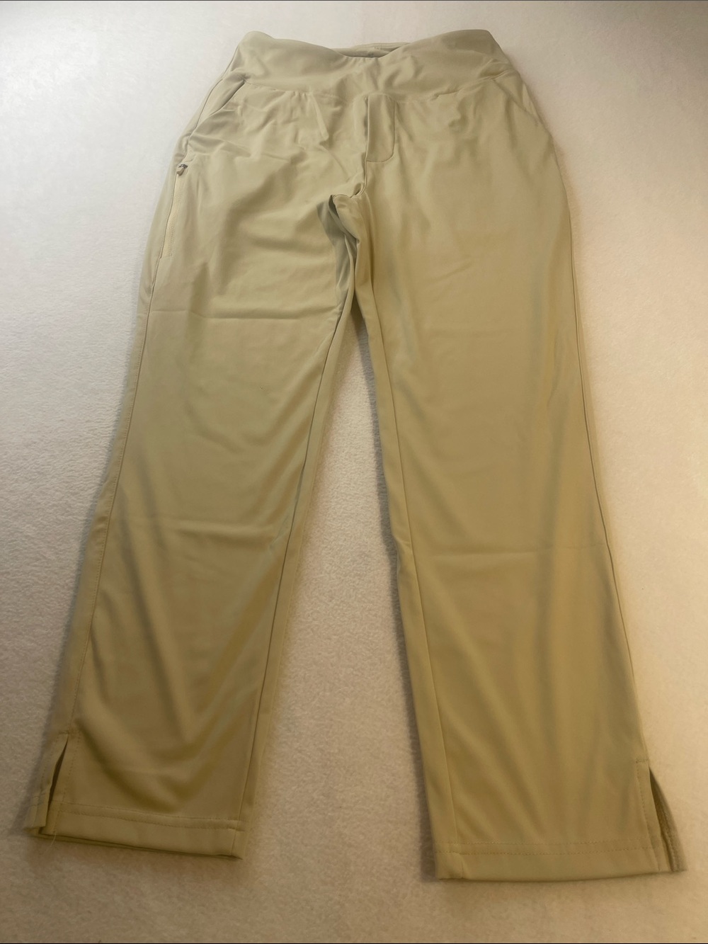 YYV Women’s Stretch Track Pants - Beige Lightweight Joggers SIZE S HIGH WAIST